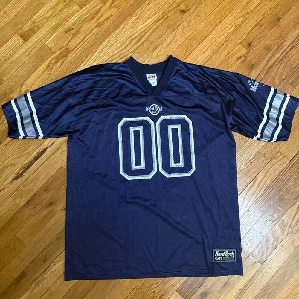 Vintage Hard Rock Cafe Chicago Football Jersey Navy Mesh 00